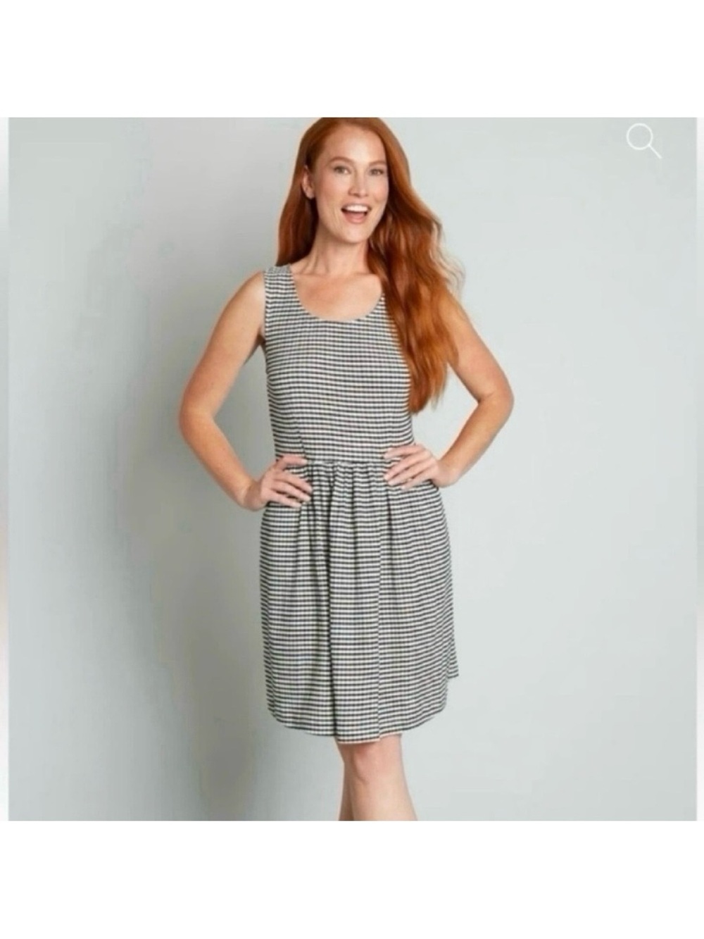 ModCloth Optimistic Effect A-line Checkered Plaid Work Sleeveless Casual dress
